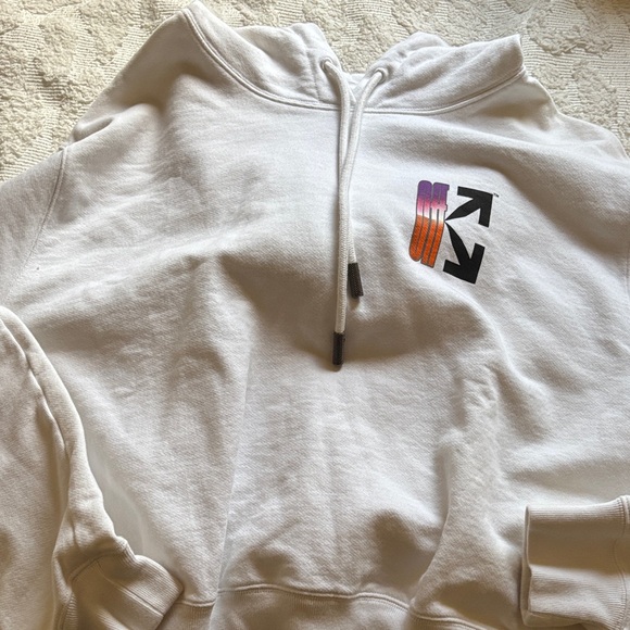 Off-White White Hoodie with Graphic Arrows